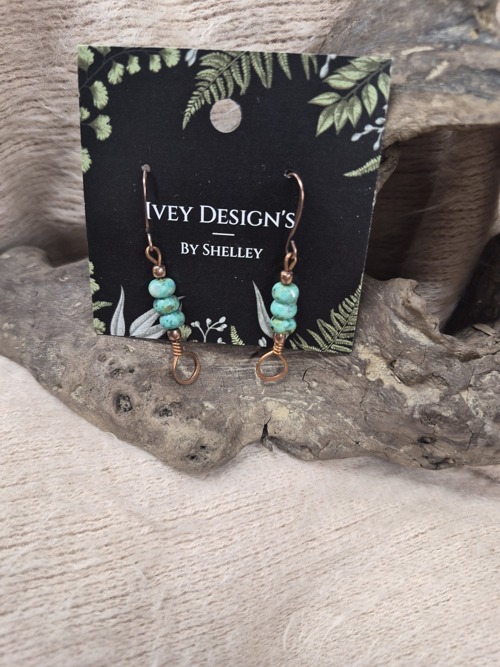 Ivey Design's Turquoise Beaded Copper Dangle Earrings